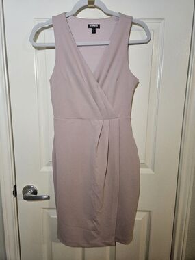 Express Sleeveless Wrap-Front Midi Dress in Dusty Pink